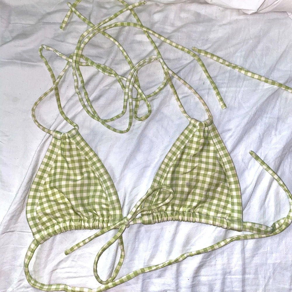 Montce Swim Vert Gingham Bikini Top